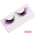 Wispy cat-eye false eyelashes in mixed purple and black fibers, model ColorMix1-2 - Single Pair Style (ColorMix1-2) / Purple And Black Contrast