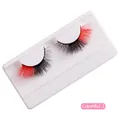 Multilayer fluffy fox eye false eyelashes in bold black and red color block design - Single Pair Style (ColorMix1-3) / Red Black Contrast