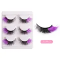 3 pairs of fluffy black and purple mix faux mink lashes in cat eye style ColorMix3-1 - Triple Pair Style (ColorMix3-1) / Purple And Black Contrast