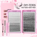 DIY eyelash extension kit DIY-TZ205 with 10D-40D clusters, glue, and pink tweezers - 10D-40D Density Kit (DIY-TZ205) / Glue Tweezers Brush (Pink)
