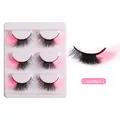 Faux cils en vison synthétique noir et rose style ColorMix3-2, lot de 3 paires - Style Trois Paires (ColorMix3-2)