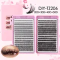 DIY cluster lash extension kit in 20D-50D volume with pink packaging and step guide - 20D-50D Density Style (DIY-TZ206)