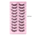 DIY 10 pairs of Russian D-curl segmented false eyelashes in deep black synthetic fiber - DIY10-1