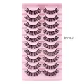 DIY 10-pair set of Russian D curl natural black volume eyelashes in pink tray - DIY10-2