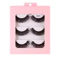 Set of 3 pairs dense black Russian D curl false eyelashes in pink 3001 box - Style 3001