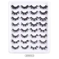 16 pairs of dense and curly 3D faux mink false eyelashes in a professional white tray - Dense Layered Style (JSTM16-2)