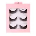 Three pairs of natural thick Russian D-curl false eyelashes in pink box model 3003 - Style 3003