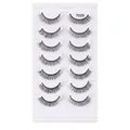 Set of 7 pairs of thick synthetic fiber false eyelashes in model 7029 for natural volume - Natural Slender Style (7029)