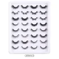 16 pairs of mixed natural thick faux mink eyelashes set in white display tray - Natural Cross Style (JSTM16-3)