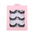 3 pairs of Russian D curl false eyelashes in pink box with transparent window style 3005 - Style 3005