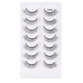 Set of 7 pairs 7035 natural thick synthetic false eyelashes in white display tray - Fan-shaped Thick Style (7035)