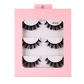 Russian D-curl thick faux fiber eyelashes set in pink window box style 3009 - Style 3009