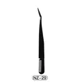 Multifunctional black eyelash tweezers with curved tip and integrated lash comb - Black 2-In-1 Tweezer (NZ-29)