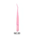 Pink 2-in-1 stainless steel eyelash tweezers and comb applicator tool for false lashes - Pink 2-In-1 Tweezer (NZ-26)
