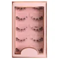 Natural 5-pair false eyelashes set TM21 with clear band in pink glitter packaging - Natural Thick Crisscross (TM21)