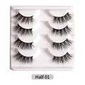 Half-01 natural thick faux mink eyelashes set with 4 pairs in a white tray - Thick Crisscross Style (Half-01)