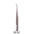 Stainless steel multifunctional eyelash tweezer and eyebrow comb in matte silver finish - Silver Gray 2-In-1 Tweezer (NZ-30)