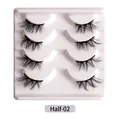 Half-02 natural faux mink half lashes 4 pairs set for thick cat-eye makeup effect - Slender Natural Style (Half-02)