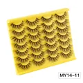 Dramatic 3D curled thick false eyelashes set 7 pairs MY14-11 on yellow tray - Crisscross Dense Curled Style (MY14-11)