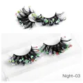 Dramatic thick black false eyelashes with colorful laser sequins, Night-03 model - Multicolor Laser Sequins Style (Night-03)