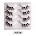 4 pairs of Half-03 natural voluminous half eyelashes with cluster criss-cross design - Clustered Crisscross Style (Half-03)