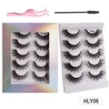 Set de 5 pares de pestañas postizas estilo zorro HLY08 con rizos densos y herramientas - Estilo Rizado Natural (HLY08)