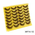 Dramatic voluminous black false eyelashes 14 pairs set on yellow tray MY14-12 - Dense Tiered Curled Style (MY14-12)