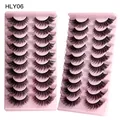 Ten pairs of HLY06 cat eye false eyelashes featuring a dense 3D curly multi-layer design - Curly Style (HLY06)