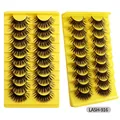 Dicke Nerz-Kunstwimpern-Set LASH-916 mit 20 Paaren auf gelben Schautabletts - Natürlicher Langer Stil (Lash-916)