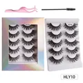 Set de 5 pares de pestañas postizas efecto ojo de zorro con pinzas y cepillito - Estilo de Pestañas Definidas (HLY10)