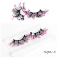 Dramatic false eyelashes Night-06 featuring thick black fibers with pink and purple glitter - Pink Purple Polarized Sequins Style (Night-06)