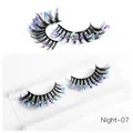 Dramatic false eyelashes with thick black fibers and blue purple glitter sparkles - Blue Purple Phantom Sequins Style (Night-07)