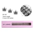 DIY segmented cluster lashes DIY-05 variant with 12mm length for 3D natural volume look - Crisscross Style (DIY-05)