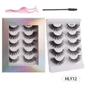 5 Paar dichte Fox-Style künstliche Wimpern Set mit rosa Applikator und schwarzer Bürste - Augenschwanz-Verlängerungsstil (HLY12)