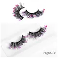 Dramatic black false eyelashes with pink purple glitter and sequins, style Night-08 - Pink Purple Sequins Style (Night-08)