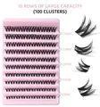 Detail van 100 clusters individuele wimperextensions met 9mm tot 17mm lengte tray - 9-17mm Lengtestijl (DIY-SET-001)