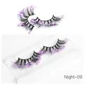 Dramatic black eyelashes with purple and pink holographic sequins, Night-09 variant - Pink Purple Phantom Sequins Style (Night-09)