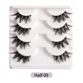 Half-09 natural thick faux mink half lashes, four pairs in a white display tray - Feather-like Thick Style (Half-09)