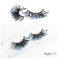 Dramatic synthetic eyelashes with holographic blue sequins, style Night-11 for stage makeup - Phantom Gradient Sequins Style (Night-11)