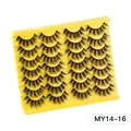 14 paires de faux cils noirs épais et bouclés sur plateau jaune modèle MY14-16 - Style Vue Latérale Recourbé Dense (MY14-16)