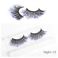 Artistic Night-13 false eyelashes with dense black fibers and blue-purple sequins - Blue Purple Radial Sequins Style (Night-13)