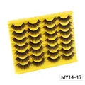 14 paires de faux cils noirs épais avec plateau de présentation jaune vif - Style Dense Éventail (MY14-17)