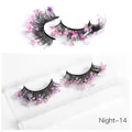 Dramatic false eyelashes with pink and purple glitter sequins on black fiber Night-14 - Pink Purple Holographic Sequins Style (Night-14)