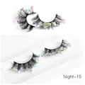 Handmade false eyelashes with colorful laser sequins and synthetic fiber Night-15 - Multicolor Laser Sequins Style (Night-15)