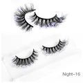 Handmade voluminous false eyelashes Night-16 with purple glitter for stage makeup - Light Purple Phantom Sequins Style (Night-16)