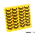 14 paires de faux cils noirs denses sur un plateau jaune modèle MY14-18 - Style Grande Capacité Croisé Recourbé (MY14-18)