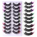 9 Paar russische Locken-Mischfarben-Falschwimpern für einen dramatischen Look - Stil 1 (ColorMix9-1)
