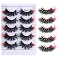 Set da 5 paia di ciglia finte bicolore nero e rosso con punte svasate e folte - Nero e Rosso (Clover)