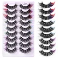 Bunte russische Locken künstliche Nerzwimpern Set mit gemischten Faserakzenten - Stil 2 (ColorMix9-2)
