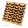 DIY14-2 black segmented false eyelashes set with 20 pairs on a golden tray - Crisscross Curled Style (DIY14-2)